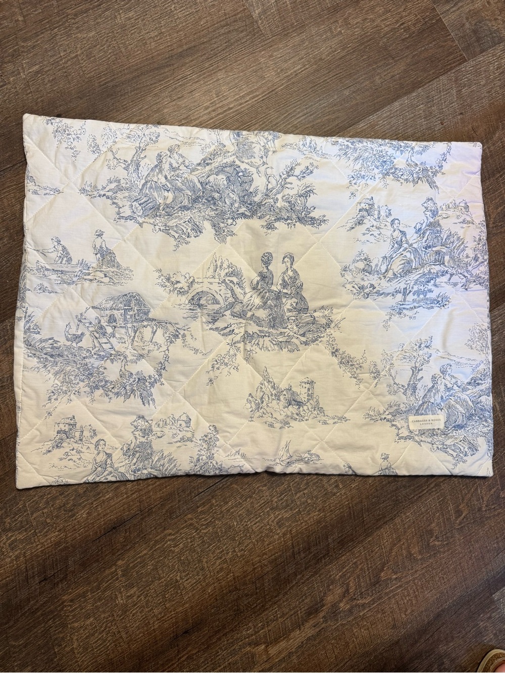 One Cabbages & Roses London Standard Pillow Quilted Sham Blue Toile